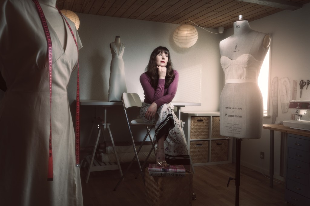 Johanna from Sew Love Patterns in her studio