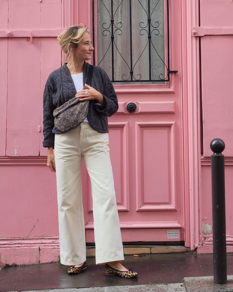 Christine wearing the Strike pants,  a Dress Your Body pattern