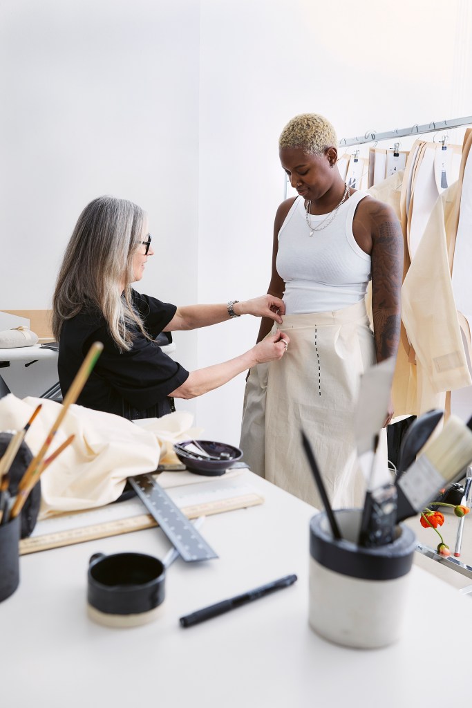 Ann Ringstrand at work, fixing up a design